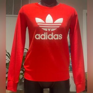 Adidas Logo Women's Bold Red Crew Neck Sweater, Size XS